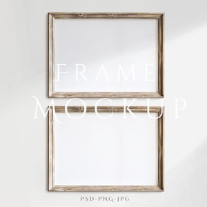 2 Querformat Rahmen Mockup A4 | Rustikaler Rahmen Mockup | Antiker Rahmen Mock up | Horizontaler Rahmen | Vintage Wand Kunst Mockup | Holzrahmen Mockup