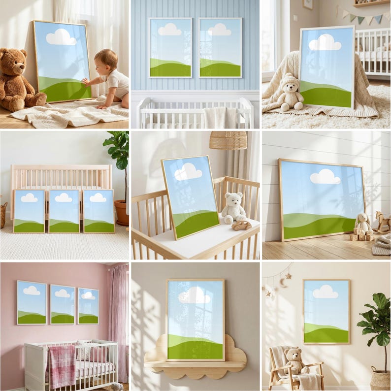 100 x mock-upbundel voor kinderkamerlijst: canva slepen en neerzetten, DIN A-verhouding (digitale download) afbeelding 3