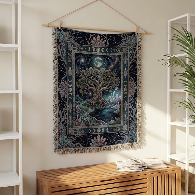 50 Woven Blanket Mockups: Printify Woven Blanket Mockup, Tapestry Blanket Mockup, PSD & Canva Templates image 12