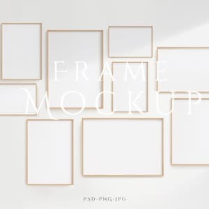 Frame Mockup A4 | 9 Frame Mockup | Frame Mockup Set | Wall Art Mockup Set of 9 | Wall Frame Mockup ISO | Minimalist Mockup | PSD PNG