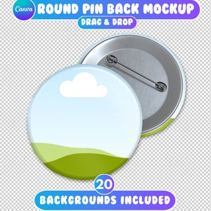 Round Pin Back Mockup, Button Pin Mockup Template, Circle Button Pin Mockup, Button Pin Mock up, Button Pin Mockup Canva Template, Mockup
