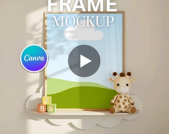 Nursery Canva Video Frame Mockup: 4x5 Ratio, Drag and Drop, Animated Frame Mockup