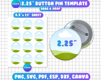 Plantilla de botón de 2,25", plantilla de botón de Canva, botón circular, botón SVG, plantilla de botón de sublimación, botón imprimible