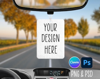 Maqueta de ambientador, sublimación de ambientador, plantilla de ambientador para automóvil, ambientador colgante, ambientador rectangular, ambientador PNG PSD