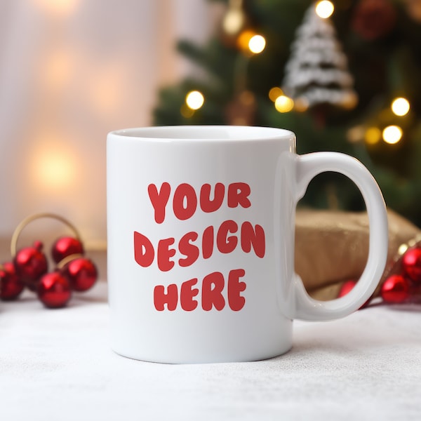 Christmas 11oz Mug Mockup | Cozy Mug Mockup | Mug Mockup JPG | 11 oz Coffee Mug | Christmas Mug Mockup | Holiday Mug Mockup, Sublimation