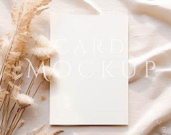 Card Mockup 5x7, Greeting Card Mockup, Minimalist Boho Invite Cards Mockup, PSD Smart Object + JPG & PNG, Minimal Card Mockup, Wedding Card