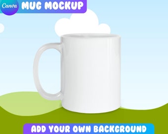 11oz Mug Canva Drag and Drop Mockup | Canva Mug Mockup | Add Your Own Background | Mug Canva Template | White Mug Mockup