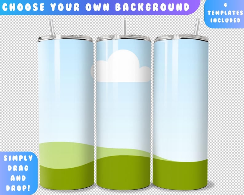 Canva Drag and Drop 20oz Tumbler Mockup Canva Tumbler Template Add Your Own Background Mockup 20oz Mockup 4 Backgrounds Included image 2