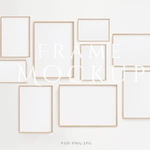 Frame Mockup A4 | 9 Frame Mockup | Frame Mockup Set | Wall Frame Mockup Set of 9 | Wall Frame Mockup ISO | Minimalist Mockup | PSD PNG