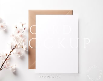 Kortmodell 5x7, Inbjudningskortsmodell, Hälsningskortsmodell, PSD Smart Object + JPG & PNG, Minimalistisk kortmodell, Minimal kortmodell
