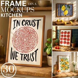 30 Kitchen Frame Mockup Bundle, PSD Frame Mockups, Photoshop Frame Mockups, DIN A Frame Mockups, Kitchen Wall Art Mockup, Wall Art Mockups