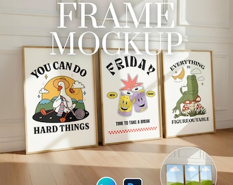 3 Frame Mockup: PSD Smart Objects, Drag and Drop Canva Templates, DIN A Size, Easy to Use