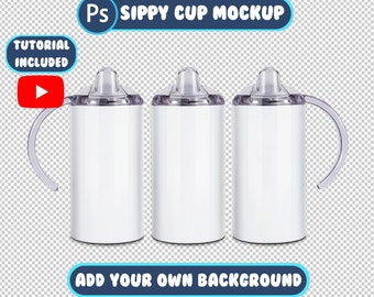Sippy Flip Top Mockup, Photshop Smart Object, 12oz Kids Tumbler Mockup, Kids Bottle Mockup, Kids Sippy Cup Mockup, 12 Backgrounds Included