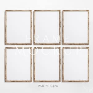 6 Frames Mockup 3:4 | Wood Frame Mockup | Light wood Frame Mockup | Antique Wall Art Mockup | Wood Mockup Frame | Frame Mockup | PSD PNG
