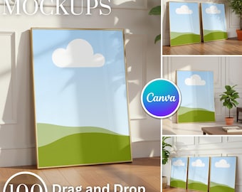 100x Canva Frame Mockup Bundle: Drag and Drop Canva Templates, DIN A Frame Mockups, Ready to use Templates