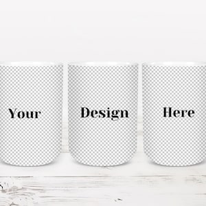15oz Mug Full Wrap Mockup | 15oz Canva Mug Mockup | PSD PNG Mug Mockup | 3 Mug Mockup | Mug Sublimation Wrap Mockup | Mug Mockup PNG Overlay