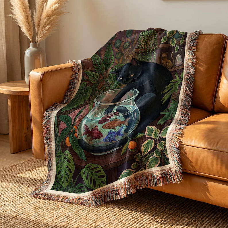 50 Woven Blanket Mockups: Printify Woven Blanket Mockup, Tapestry Blanket Mockup, PSD & Canva Templates image 7