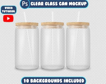 Puede incluir: Tres latas de vidrio transparentes con tapas de madera y pajitas blancas. Las latas están vacías y listas para llenarse con tu bebida favorita.