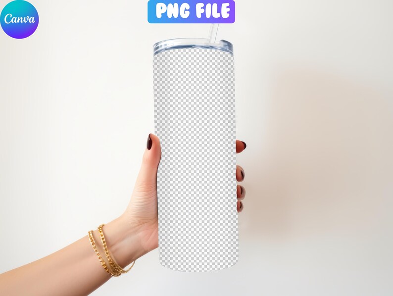May include: A clear stainless steel tumbler with a straw, held by a hand with gold bracelets. The tumbler is a popular choice for keeping drinks cold or hot.