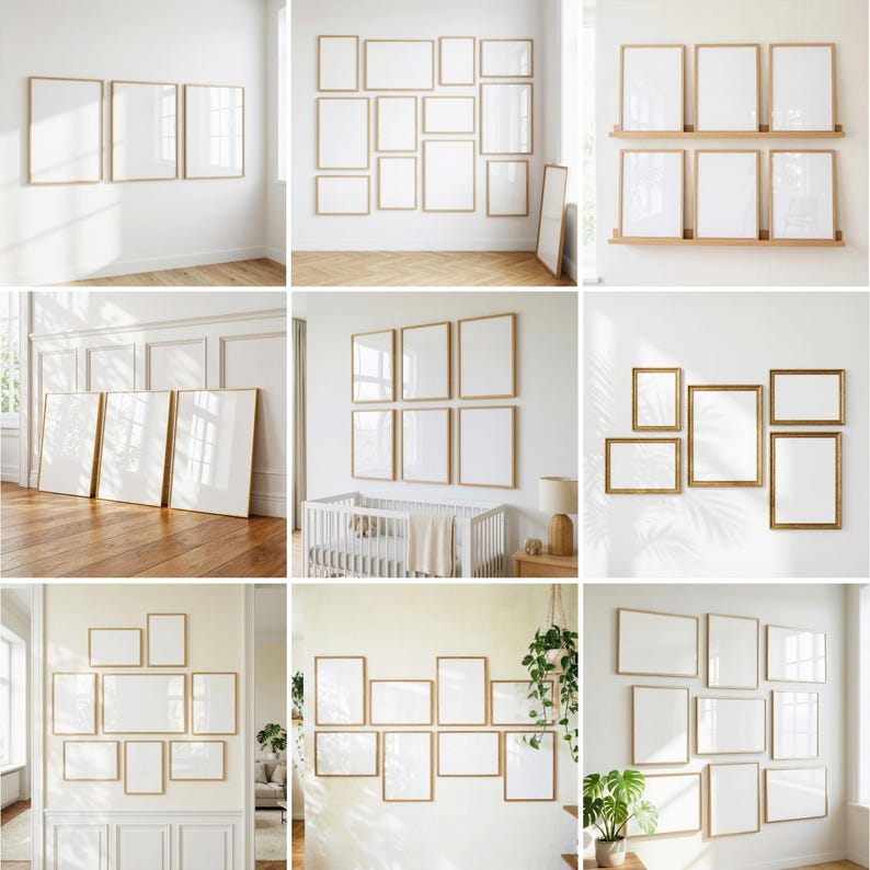 80x Gallery Frame Mockup Bundle: PSD Smart Objects, Canva Drag and Drop (Digital Download) image 4