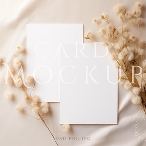 Dubbele kaartmodel 5 x 7, minimalistisch boho-uitnodigingskaartenmodel, wenskaartmodel, slim PSD-object + JPG en PNG, minimaal kaartmodel