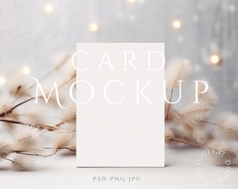 Card Mockup 5x7, Greeting Card Mock up, PSD Smart Object + JPG & PNG, Minimalist Boho Card Mockup, Minimal Card Mockup, Wedding Card