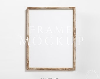 Kadermodel 3:4 | Houten framemodel | Antieke muurkunst mockup | Licht houten framemodel | Houten mockupframe | Framemodel | PSD-PNG
