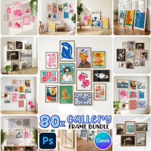 80x Galerie Rahmen Mockup Bundle: PSD Smart Objects & Canva Box (Digitaler Download)