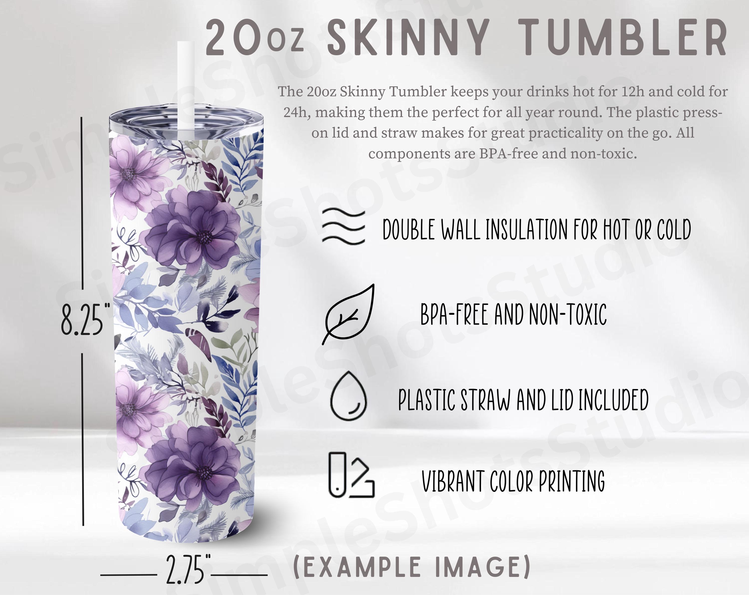20z Skinny Tumbler Size Chart, Printify 20z Skinny Tumbler Size