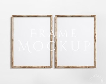 Mockup av 2 ramar 3:4 | Mockup av träram | Mockup av antik väggkonst | Mockup av ljus träram | Mockup av träram | Rammockup | PSD PNG