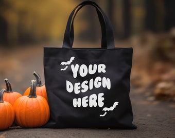 Schwarze Einkaufstasche Mockup, Einkaufstasche Mockup, Kürbis Einkaufstasche Mockup, Herbst Einkaufstasche Mockup, Canva Einkaufstasche Mockup, Halloween Mockup