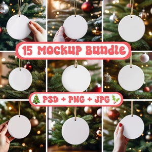 Ornament Mockup Bundle, Ceramic Round Christmas Ornament Mockup, Tree Ornament Mockup Christmas Mockup Canva Mockup, Holiday Mockup