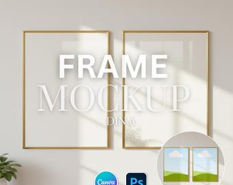 Maqueta de 2 marcos: archivo PSD y plantilla de Canva, tamaño DIN A, plantilla de Canva de arrastrar y soltar, objeto inteligente de Photoshop, plantillas listas para usar