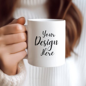 Mockup van 11oz witte mok | Koffiemok Mockup | 11 Oz koffiemok Mock up | Mok Mockup PSD JPG | Lege mok | Lifestyle-model | Sublimatie mok