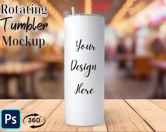 20 Oz Rotating Tumbler Animation Mockup v2 | Rotating Tumbler Mockup | Photoshop Tumbler Mockup | Animated Mock Up | PSD Tumbler Mockup