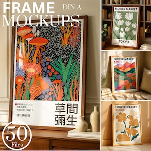 50 Frame Mockup Bundle, PSD Frame Mockups, Photoshop Frame Mockups, Wall Art Mockups, Gallery Wall Art Mockups, DIN A Frame Mockup Bundle