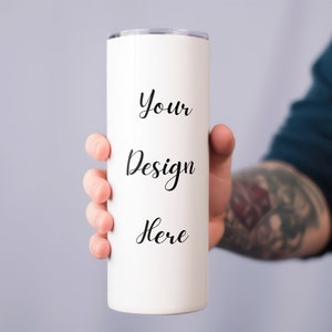 20 Oz Skinny Tumbler Mockup | Tumbler PSD Mockup  | Skinny Tumbler Mockup | Transparent Mockup | Smart Object PSD | Tumbler Hand Mockup