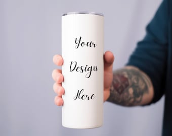 20 Oz Skinny Tumbler Mockup | Tumbler PSD Mockup  | Skinny Tumbler Mockup | Transparent Mockup | Smart Object PSD | Tumbler Hand Mockup
