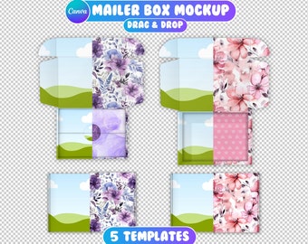 Mailer Box Mockup, Canva Template, Box Mockup Template, Canva Mailer Box Mockup, Postage Box Mockup, Shipping Box Mockup, 10 Backgrounds