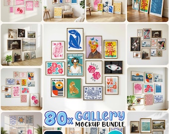 80x Gallery Frame Mockup Bundle: PSD Smart Objects, Canva Drag and Drop (Digital Download)