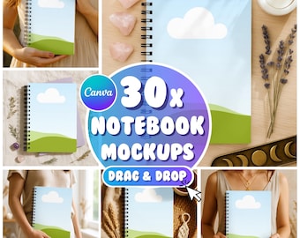 Spiralnotizbuch Mockup, Canva Spiralnotizbuch Mockup, Spiralnotizbuch Vorlage, ziehen und ablegen Mockup, Spiralblock ausdrucken