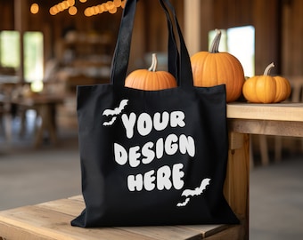 Schwarze Einkaufstasche Mockup, Einkaufstasche Mockup, Kürbis Einkaufstasche Mockup, Herbst Einkaufstasche Mockup, Halloween Einkaufstasche Mockup, Canva Einkaufstasche Mockup