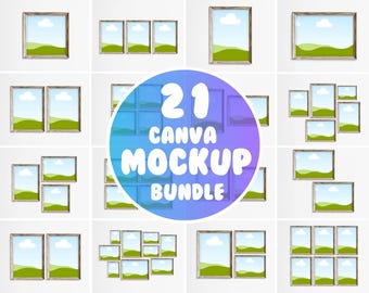 Canva Frame Mockup Bundle A4, Rustic Frame Mockup, Antique Wall Art Mockup, Vintage Frame Mockup, Wood Mockup Frame, Canva Wall Art Mockup