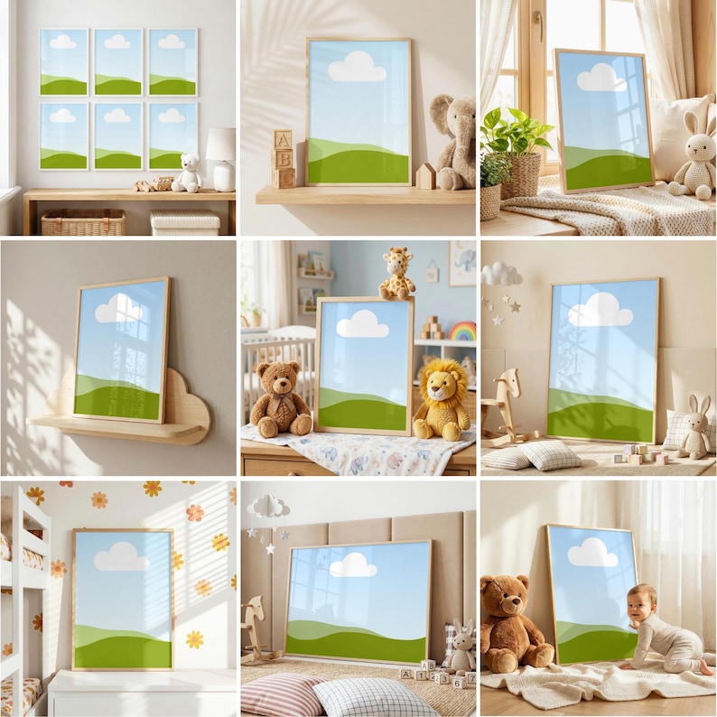 100 x mock-upbundel voor kinderkamerlijst: canva slepen en neerzetten, DIN A-verhouding (digitale download) afbeelding 6