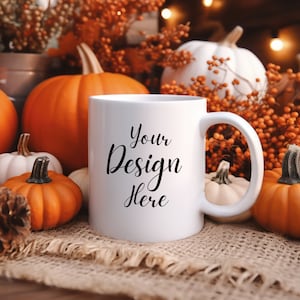 Fall 11oz Mug Mockup | Cozy Mug Mockup | Mug Mockup JPG PSD | 11 oz Coffee Mug | Halloween Mug Mockup | Pumpkin Mug Mockup | Sublimation Mug