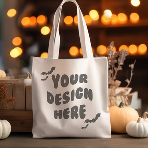 Tote Bag Mockup, Natural Canvas Tote Bag Mockup, Pumpkin Tote Bag Mockup, Halloween Tote Bag Mockup, Tote Bag JPG, Shopping Bag Mockup