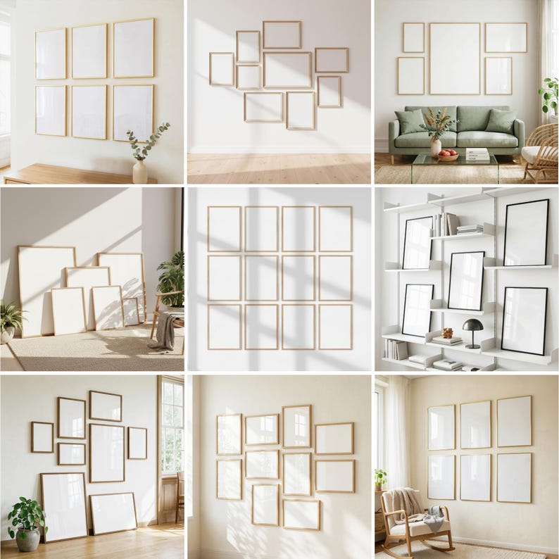 80x Gallery Frame Mockup Bundle: PSD Smart Objects, Canva Drag and Drop (Digital Download) image 5