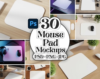 Mouse Pad Mockup Bundle: 30x Printify Mouse Pad Mockups, PSD + PNG + JPG Included (Digital Download)