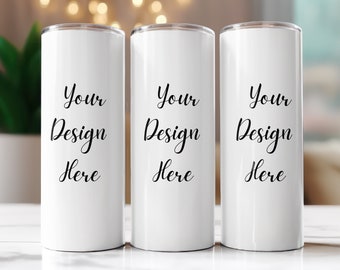 20 Oz Skinny Tumbler Mockup | Canva Tumbler Mockup | Skinny Tumbler Mockup | Full Wrap Mockup | Smart Object PSD Mockup | PNG Canva Mockup