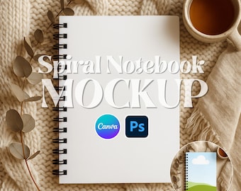 Spiralblock Mockup, Canva Spiralblock Mockup, PSD PNG Spiralblock Mockup, ziehen und ablegen Mockup, bedrucken Spiralblock